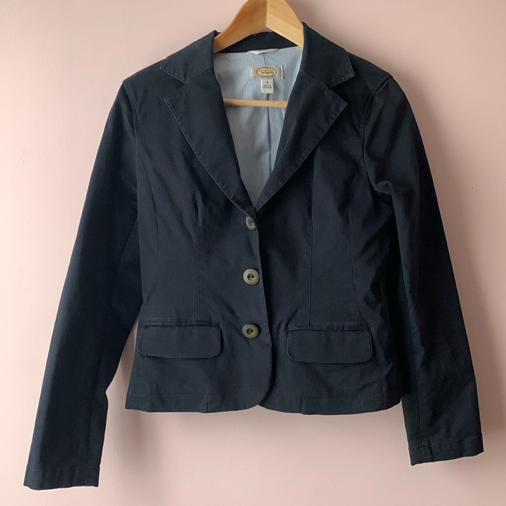 Talbots stretch cotton Blazer jacket Navy 4